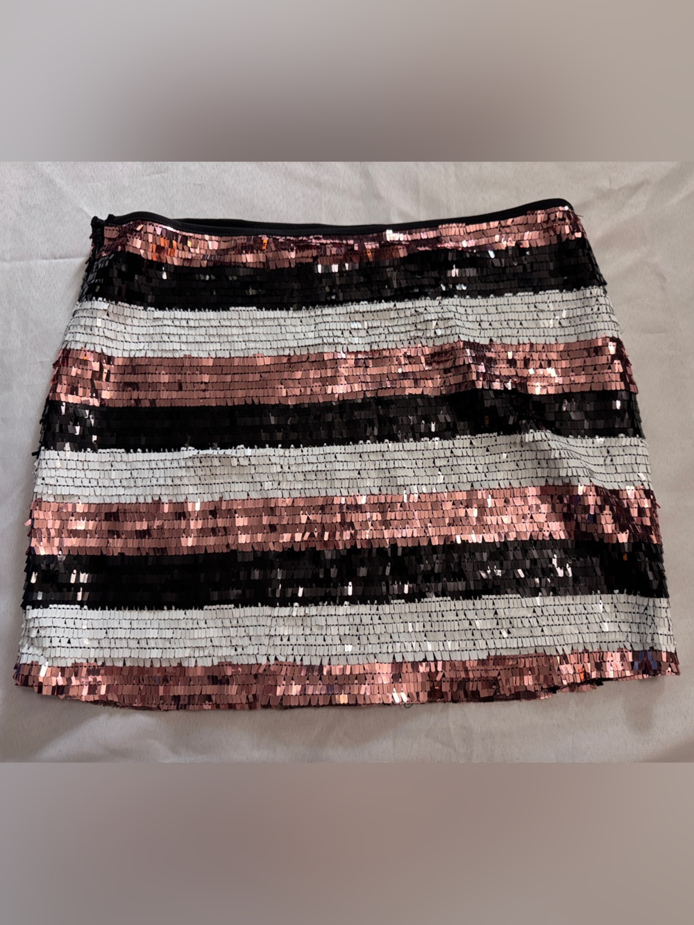Anthro Bishop & Young Sequin Striped Miniskirt Size Medium EUC
